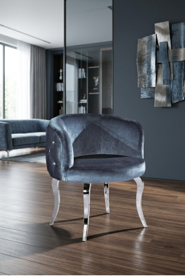 Design Stuhl Textil Esszimmer Edelstahl Sessel Stuhl Lounge-Sitzer