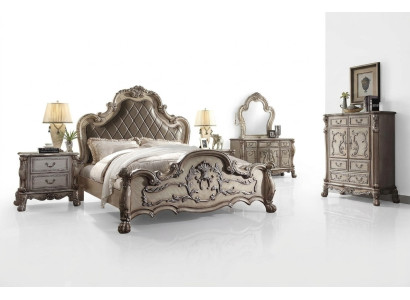 Komplett Set Schlafzimmer Königliches Barock Bett Schminktisch Nachttisch 6 tlg.