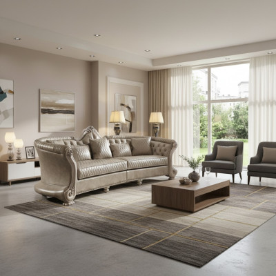 Big xxl Sofa Couch klassische Möbel Polster Sofas 4 Sitzer Barock Textil Couchen