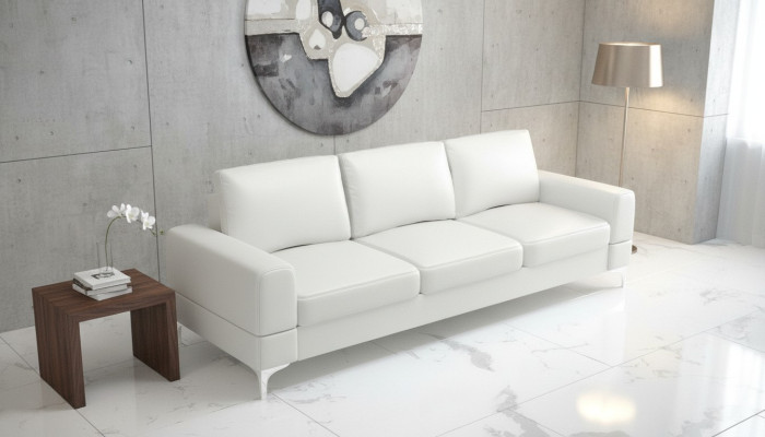 Wohnzimmer Design Textil 3 Sitzer Weiß Elegant Modern Sofa Couch Polsterung Neu