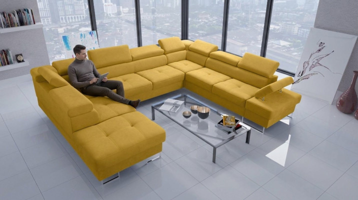 Wohnlandschaften Ecksofa Couch Textil Leder Polster Sitz Ecke Sofa U Form Sofas