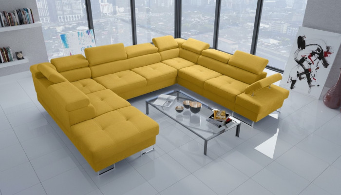 Wohnlandschaften Ecksofa Couch Textil Leder Polster Sitz Ecke Sofa U Form Sofas