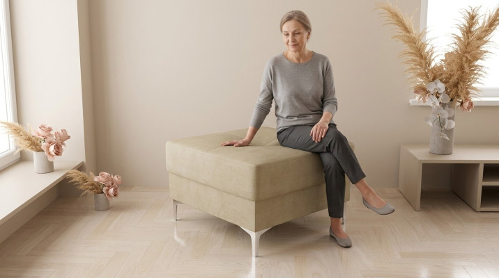 Hocker Textil Neu Modern Weiß Farbe Klein Design Stoff Fußhocker Pouffe Samt
