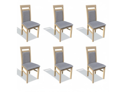 Garnitur Holz Lehn Polster Stühle Esszimmer Textil Set 6x Sessel Stuhl Gruppe