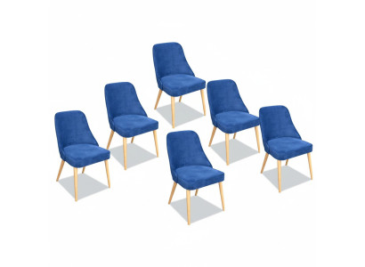 Küche Esszimmer Stühle 6x Stuhl Gruppe Stühle Garnitur Textil Stoff Holz Möbel