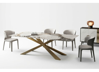 Design Wohn Tische Ess Zimmer 180x90cm Möbel Tisch Esstisch Edelstahl x beine