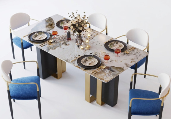 Tisch Marmor Stil Küche Moderner Esstisch Tische Esszimmer Luxus Möbel Design