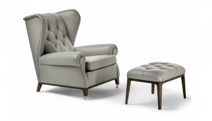 Modern Set Garnitur Polster Relax Fernseh 2tlg. Sessel Hocker Beistell