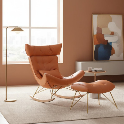 Sessel Metall Design Polster Lounge Club Stuhl Sitz Zimmer Schaukel