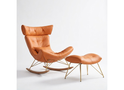 Sessel Metall Design Polster Lounge Club Stuhl Sitz Zimmer Schaukel
