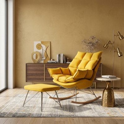 Sessel Metall Design Polster Lounge Schaukelstuhl Sitz Zimmer Schaukel