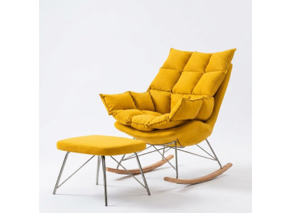 Sessel Metall Design Polster Lounge Schaukelstuhl Sitz Zimmer Schaukel