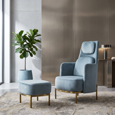 Sessel Stuhl Polster Fernseh leder Textil Stoff Grau Design Lounge