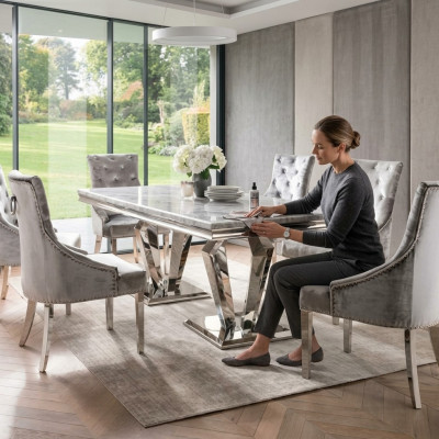 Esstisch Moderne Esszimmer Wohnzimmer Küche Design Tisch Metall
