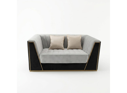 Luxus Sofa 2Sitzer Möbel Design Polster schwarz Textil Samt Sofas Couchen