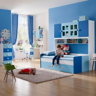 Designer Zimmer Jugend & Kinder Schlafzimmer Tisch Bett Kommode Set Neu
