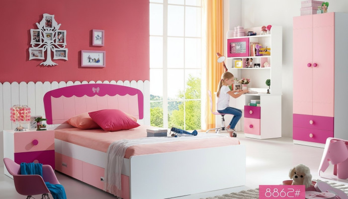 Set Tisch Bett Kleiderschrank Kommode 4tlg Komplett Jugendzimmer Kinderzimmer