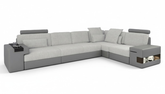 Design moderne Sofa L-Form Sofas Grau NEU Couch Ecke Leder Wohnzimmer Couchen