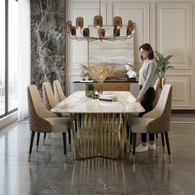 Luxus Tische Esszimmer Tisch Metall Esszimmertisch Moderner Möbel Gold Edelstahl