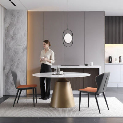 Luxus Tische Esstisch Möbel Säule Tisch Marmor Stil Esstische Metall Edelstahl