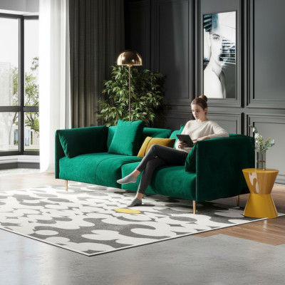 Sofa 2 Sitzer Velvet Zweisitzer Relax Samt Holz Club Sitz Design Couch Lounge