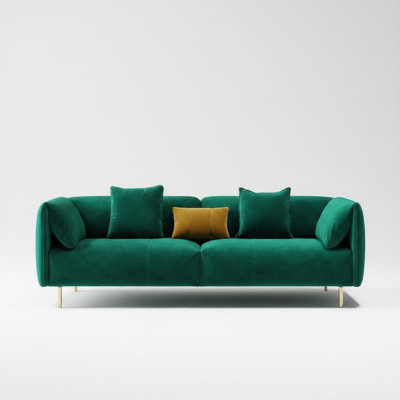 Sofa 2 Sitzer Velvet Zweisitzer Relax Samt Holz Club Sitz Design Couch Lounge