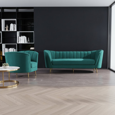 Sitz Design Couch Lounge Sofa 2 Sitzer Wohnlandschaft Relax Samt Massivholz