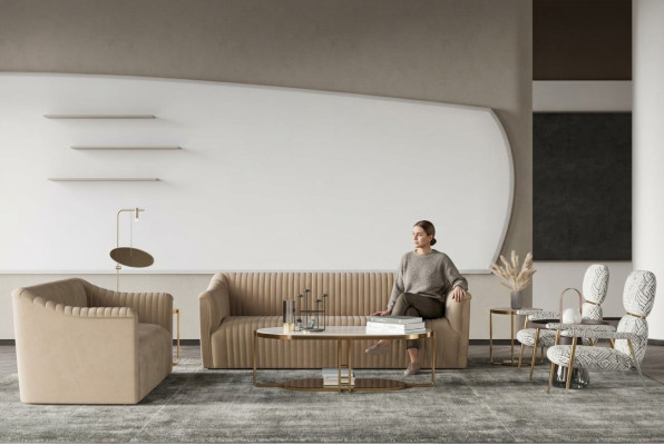 Sofagarnitur 3+1 Sitzer Wohnlandschaft Relax Samt Sitz Design Couch Lounge Neu