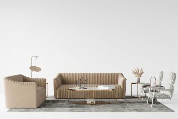 Sofagarnitur 3+1 Sitzer Wohnlandschaft Relax Samt Sitz Design Couch Lounge Neu