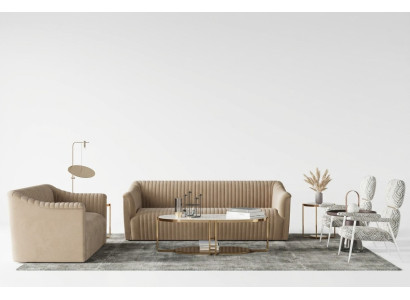 Sofagarnitur 3+1 Sitzer Wohnlandschaft Relax Samt Sitz Design Couch Lounge Neu