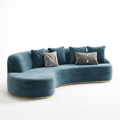 Samt Sofa 4 Sitzer Polster Textil Modern Relax Sitz Luxus Möbel Ecksofa Rund Neu