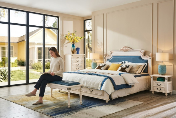 Designer Polster Doppelbett Betten Bett Schlafzimmer Ehebett Leder Kolonial Stil