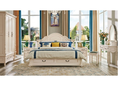 Schlafzimmer Set Bett Nachttisch Kleiderschrank Stuhl Schminktisch Design 6tlg.