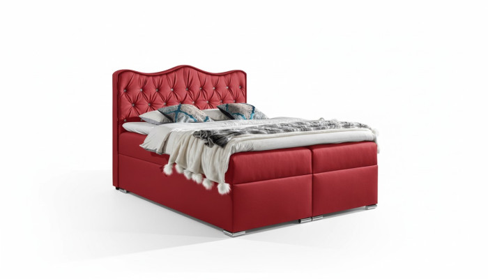 Doppelbett Bett Boxspringbett mit Bettkasten Ehebett Betten Polsterbett Rot Neu