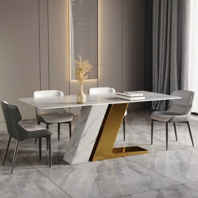 Tische Design Tisch Luxus Marmor Imitation Möbel Esszimmer Esstische Modern Gold