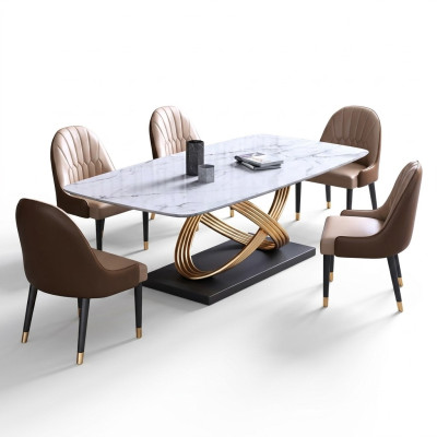 Luxus Tisch Metall Esstisch Mega Design Tische Edelstahl Marmor Imitat Esstisch