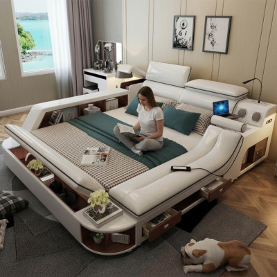 Multifunktion Luxus Bett 180x200 Bett Leder Betten Schlafzimmer Liege