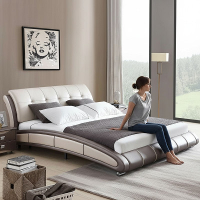 Design Leder Bett Polster Doppel Hotel Betten Schlaf Zimmer Ehe 180x200 cm