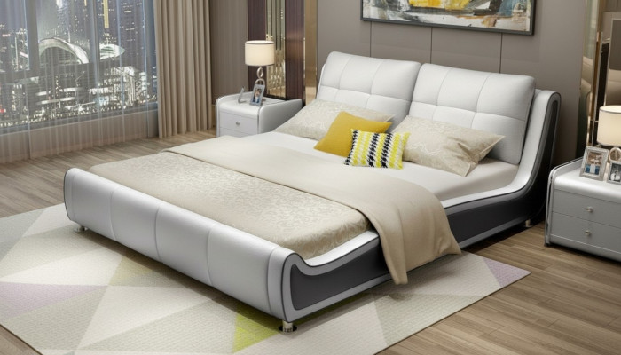 Bett Polster Design Deko Luxus Doppel Hotel Betten Ehe Schlaf Zimmer Leder