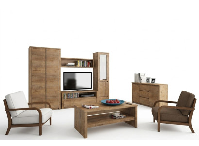 Wohnzimmermöbel Set Design Wohnzimmer Sideboard Wandregal Kommode Vitrine 5tlg.