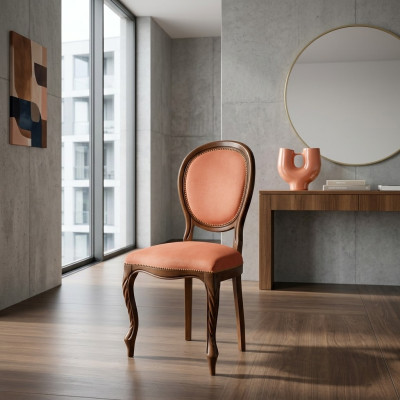 Stuhl Braun Design Wohnzimmer Esszimmer Holz Stühle Polster Lehnstuhl Möbel Neu