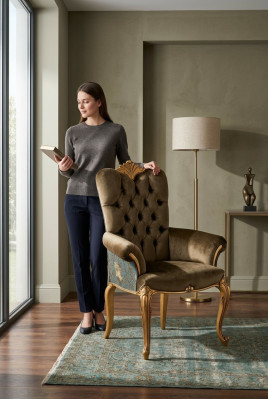 Stuhl mit Armlehne Esszimmerstuhl Holz Esszimmer Stühle Design Sessel Art déco