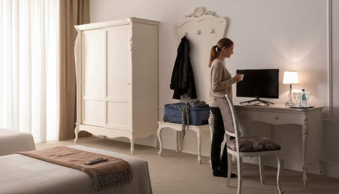 Klassisch Schlafzimmer Komplett Set Hocker Schreibtisch Kleiderschrank 5 tlg.