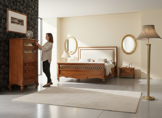Design Klassische Luxus Möbel Modern Bett 2x Nachttisch 4tlg Schlafzimmer Set