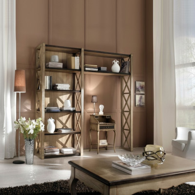 Bücherschrank Tisch Regal Schrank 2tlg Büro Einrichtung Massiv Holz Schreibtisch