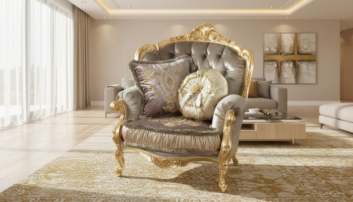 Möbel Stühle Neu Art déco Design Sessel Textil Wohnzimmer Lounge Luxus Design