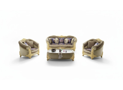 Sofa Polster 3 2 1 Sitzer Barock Holz 3tlg. Luxus Möbel Klassischer Sofagarnitur