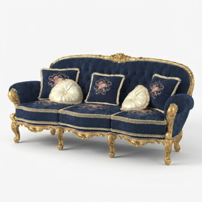 Chesterfield Klassischer Dreisitzer Sofa Wohnlandschaft Textil Sofas 3 Sitz Neu