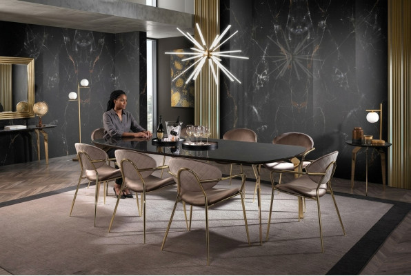 Esstisch Design Möbel Italien Luxus Esszimmer Tisch Esstische Marmor Edelstahl