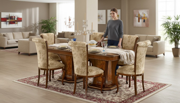 Esszimmer Set Garnitur Stühle 6x Gruppe Essgarnitur Antik Stil Tisch 7tlg. Neu
